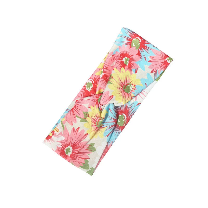 Twist Front Multicoloured Sunflowers Print Thin Headband - Image 9