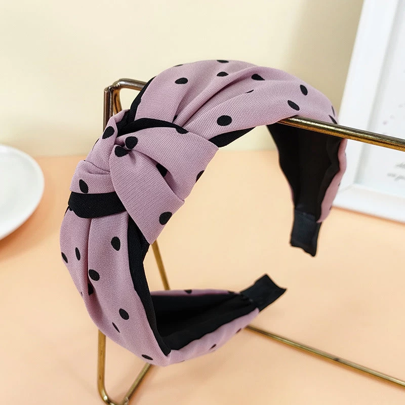 Black Polka Dots Knotted Headband - Image 6