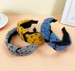 Black Polka Dots Knotted Headband