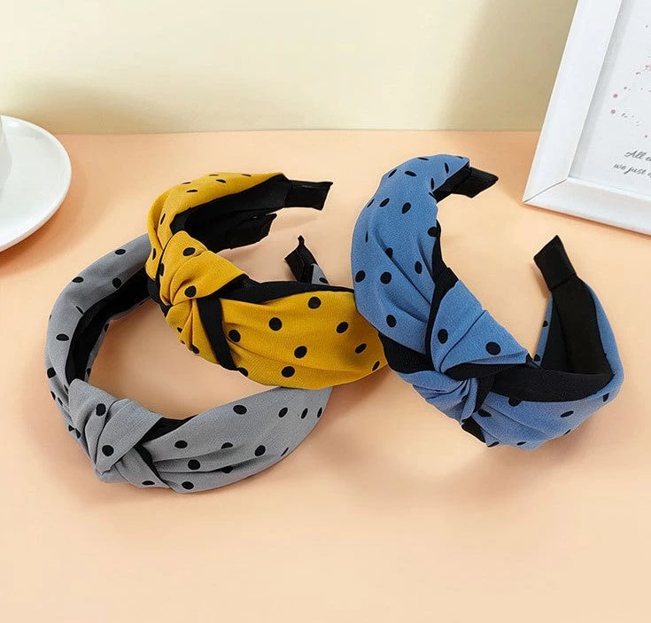 Black Polka Dots Knotted Headband