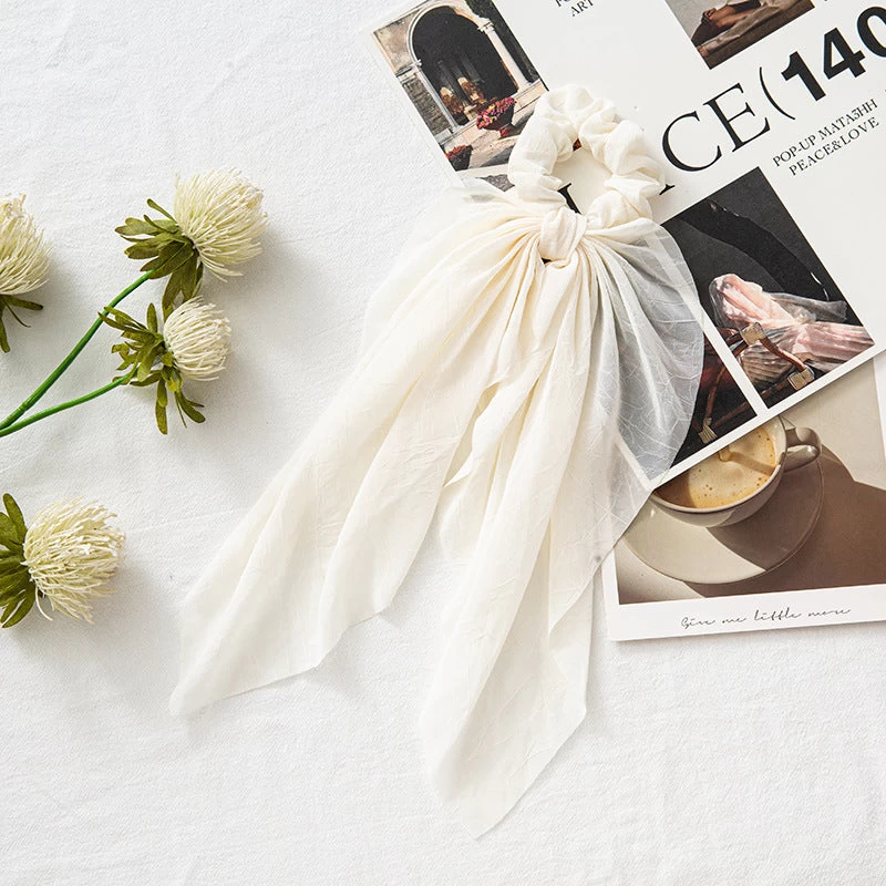 Chiffon Plain Scrunchies With Long Tail - Image 11
