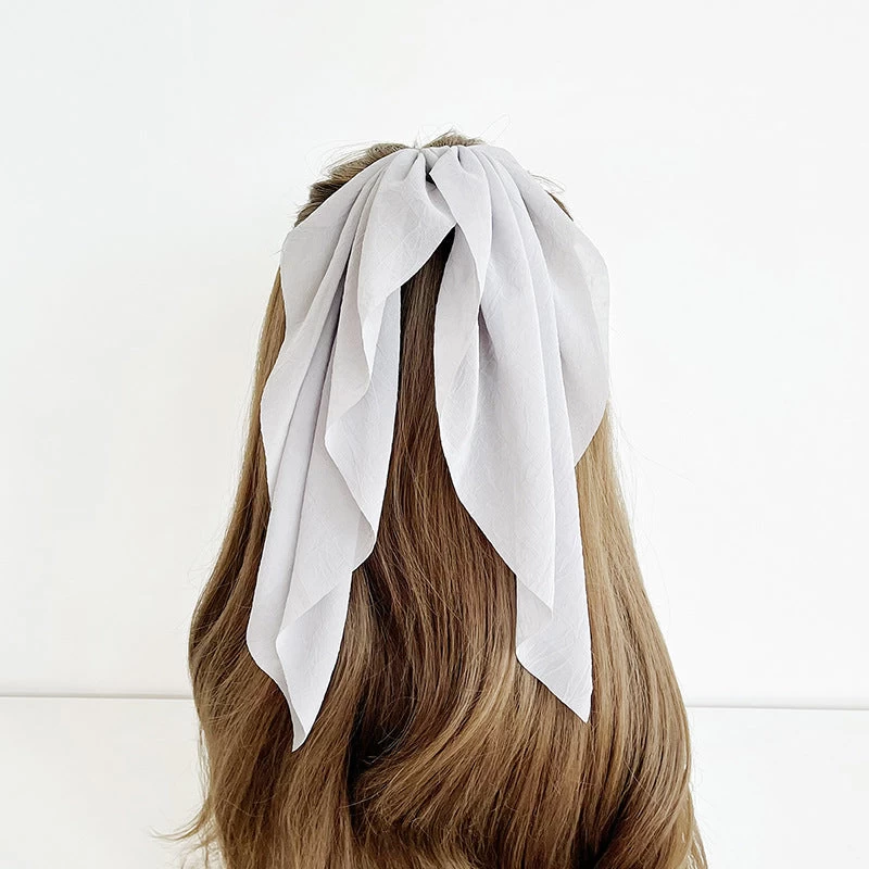 Chiffon Plain Scrunchies With Long Tail - Image 2