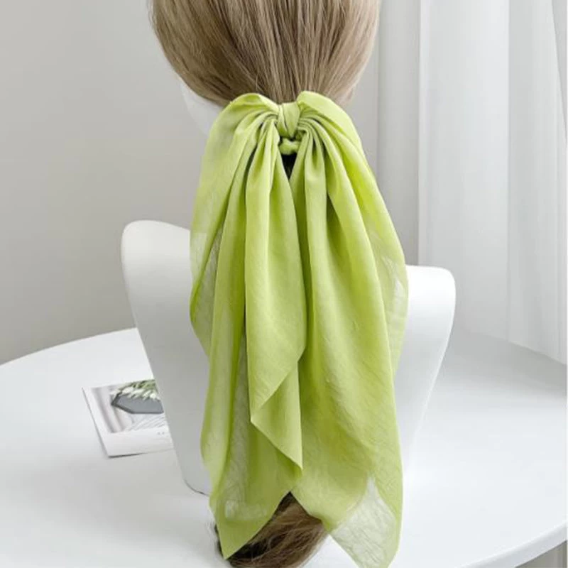 Chiffon Plain Scrunchies With Long Tail