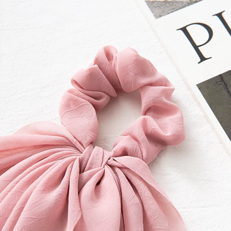 Chiffon Plain Scrunchies With Long Tail - Image 7