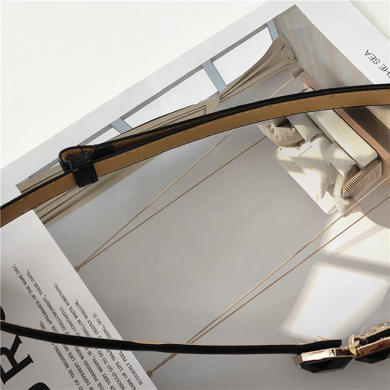 Black Acrylic Gem Leather Belt - Image 4