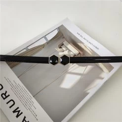 Black Acrylic Gem Leather Belt