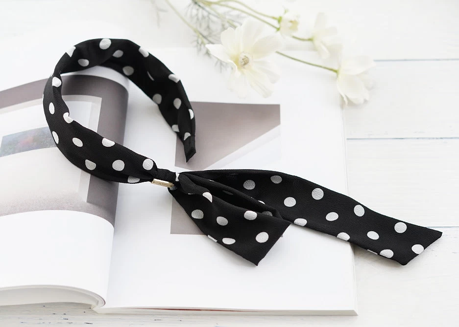 Patterned Satin Headband With Scarf - Image 7