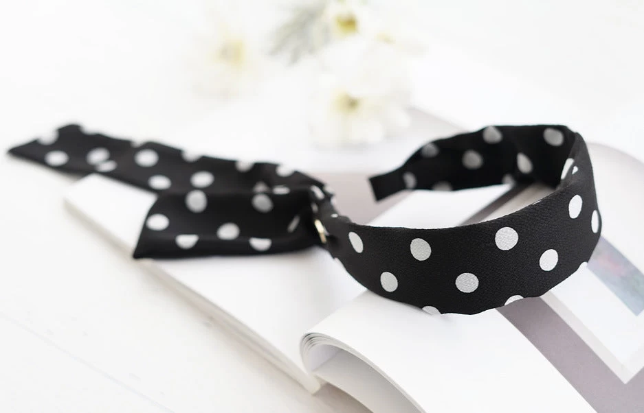 Patterned Satin Headband With Scarf - Image 8