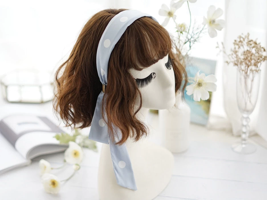 Patterned Satin Headband With Scarf - Image 3