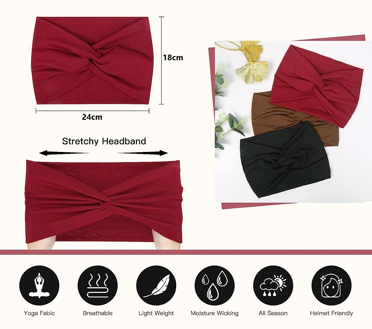 Paisley Print Super Wide Twist Front Stretchy Headband - Image 3