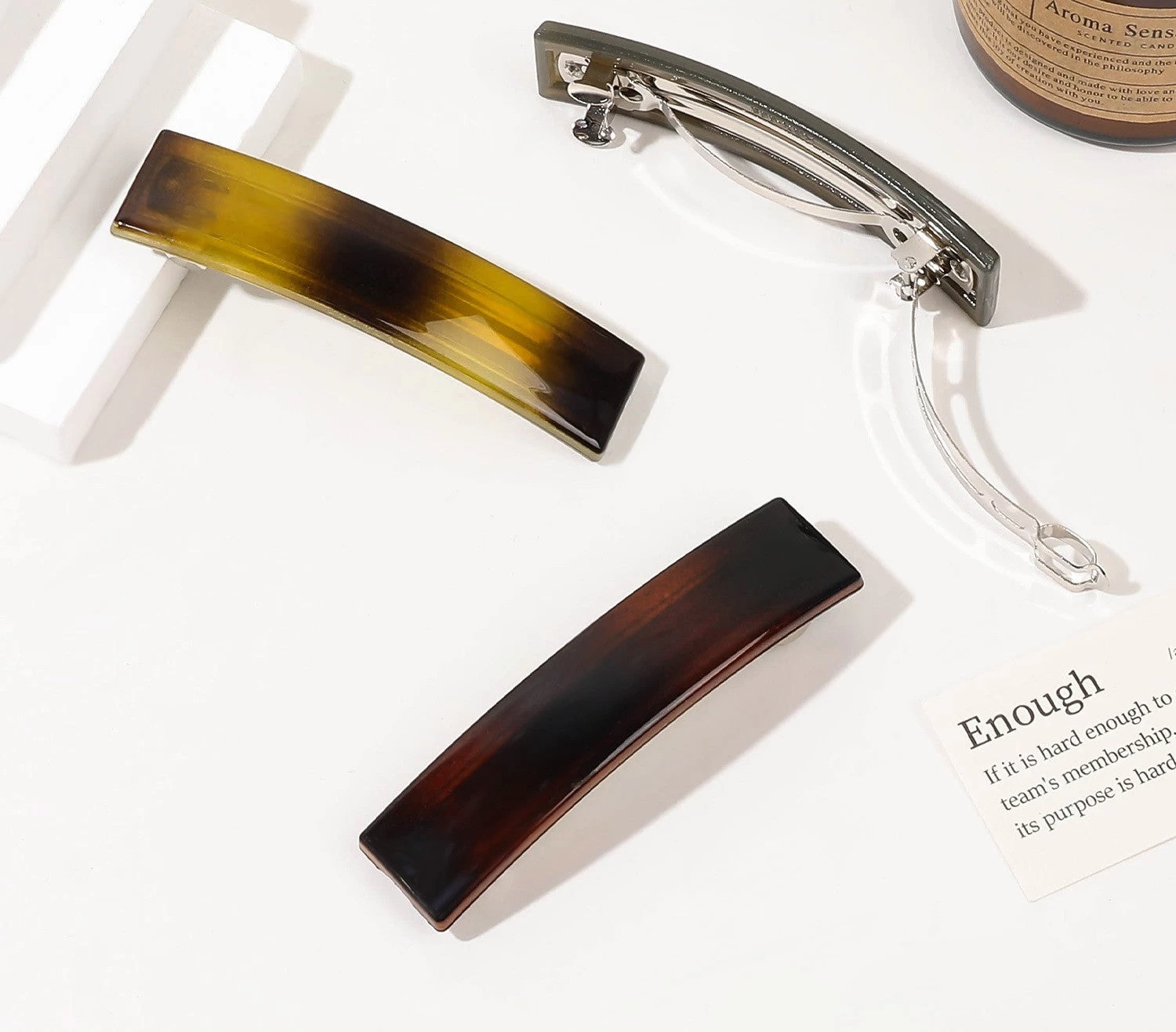 Rectangle Matte Resin Hair Barrette - Image 2