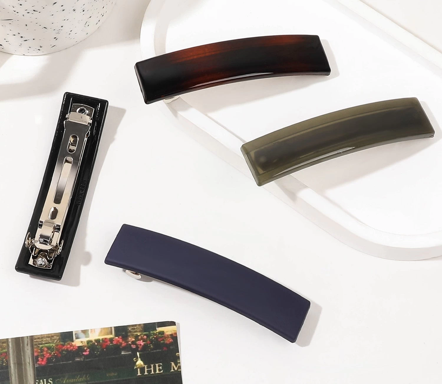 Rectangle Matte Resin Hair Barrette - Image 4