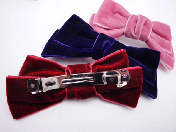 Velvet Bow Hair Barrette - Image 3