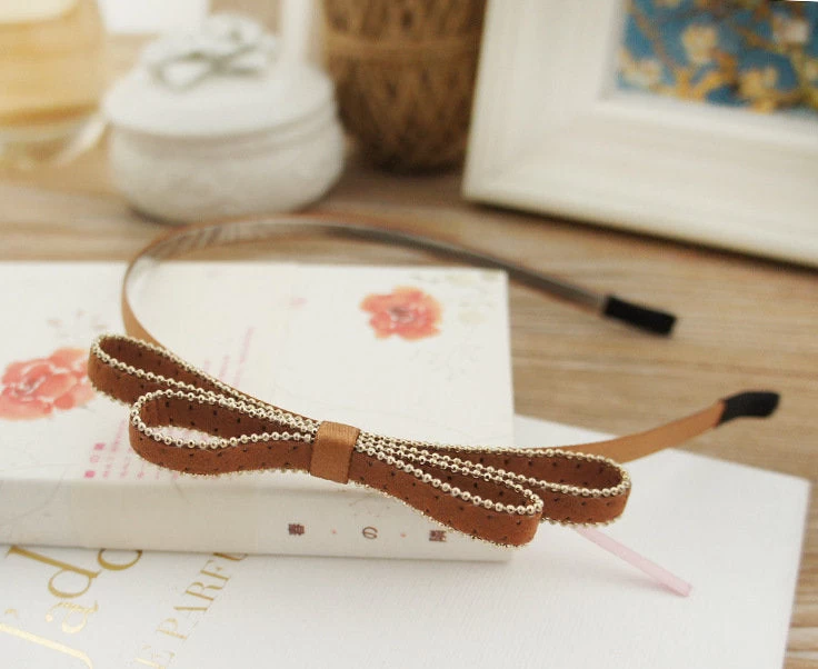 Suede Slim Headband With Bow - Image 8