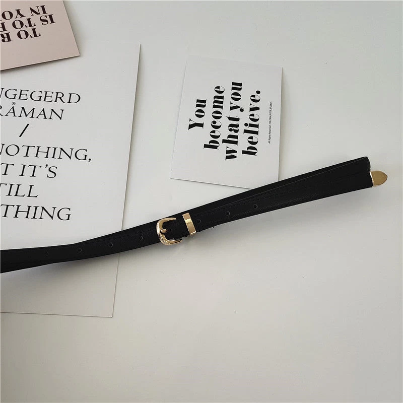 Solid Leather Thin Buckle Belt - Image 3