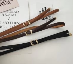 Solid Leather Thin Buckle Belt