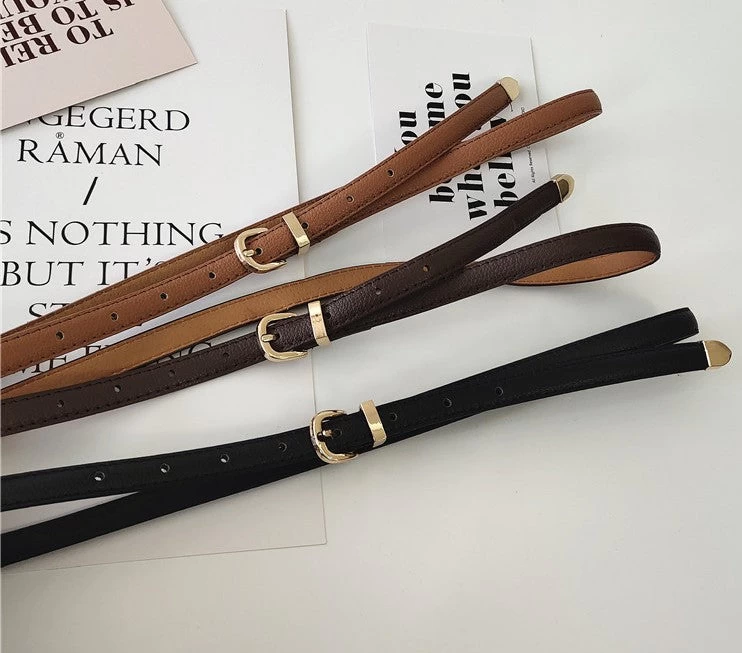 Solid Leather Thin Buckle Belt