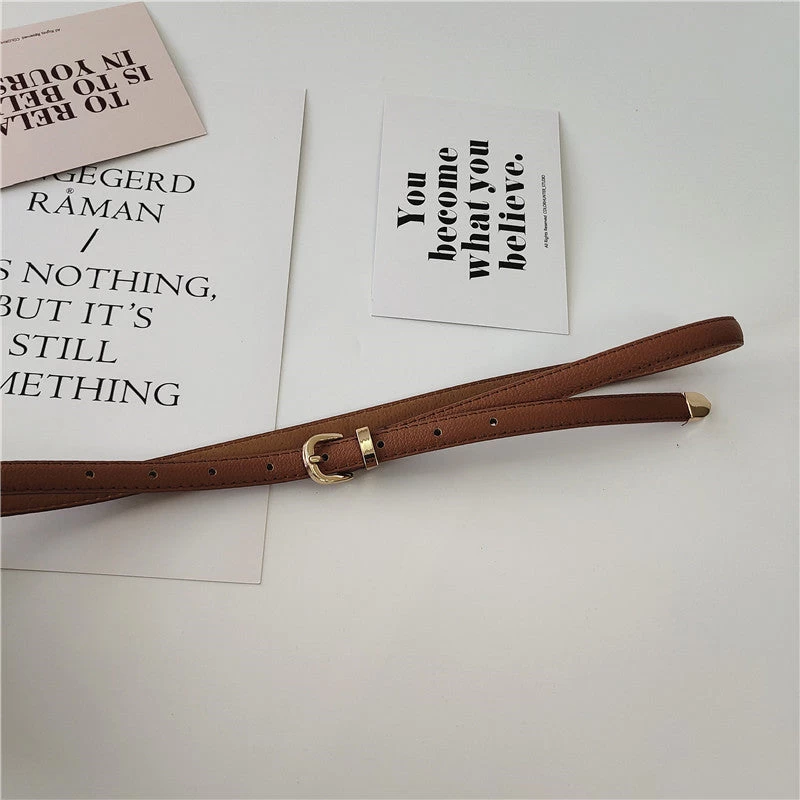 Solid Leather Thin Buckle Belt - Image 4