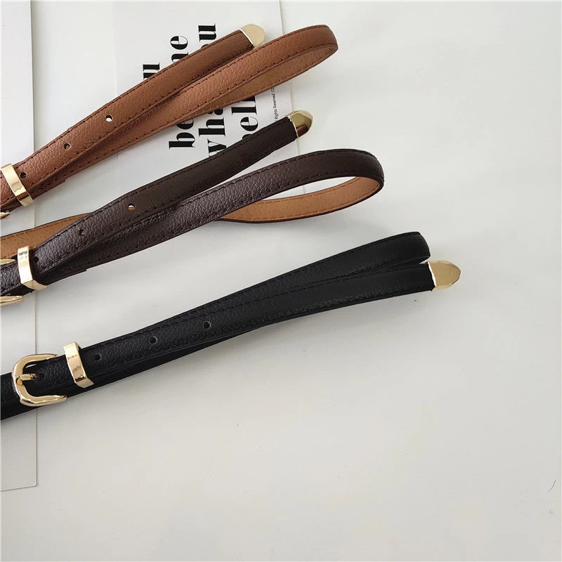 Solid Leather Thin Buckle Belt - Image 9
