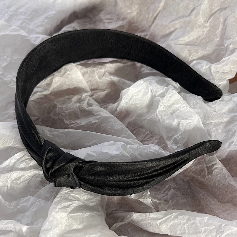 Black Silky Satin Braided Headband - Image 4
