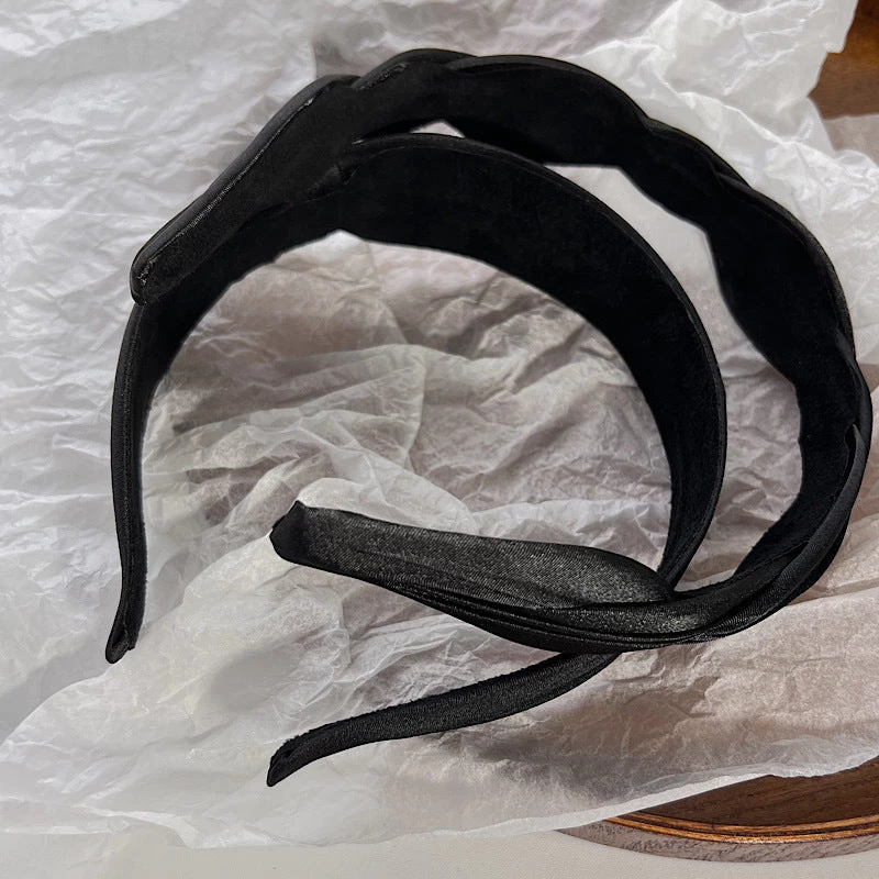 Black Silky Satin Braided Headband - Image 5
