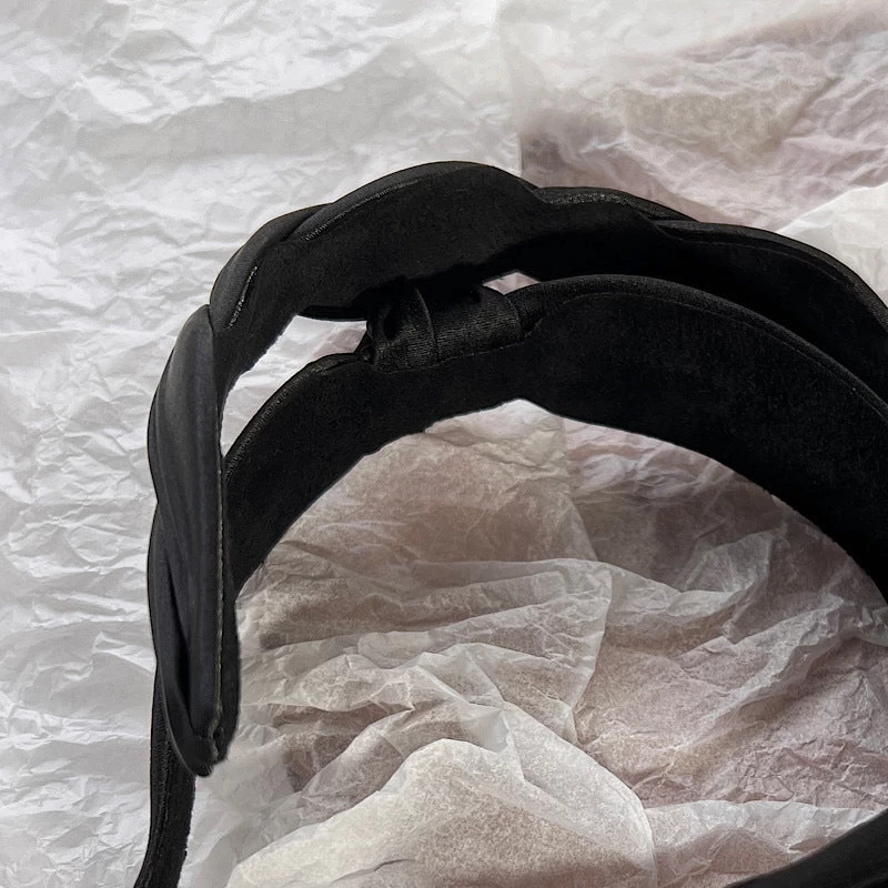 Black Silky Satin Braided Headband - Image 3