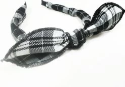 Black White Shepherd's Plaids Patterned Headband With Bow