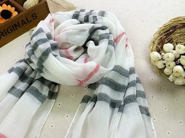 Beige Plaids & Checks Long Scarf - Image 4