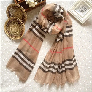 Beige Plaids & Checks Long Scarf - Image 5