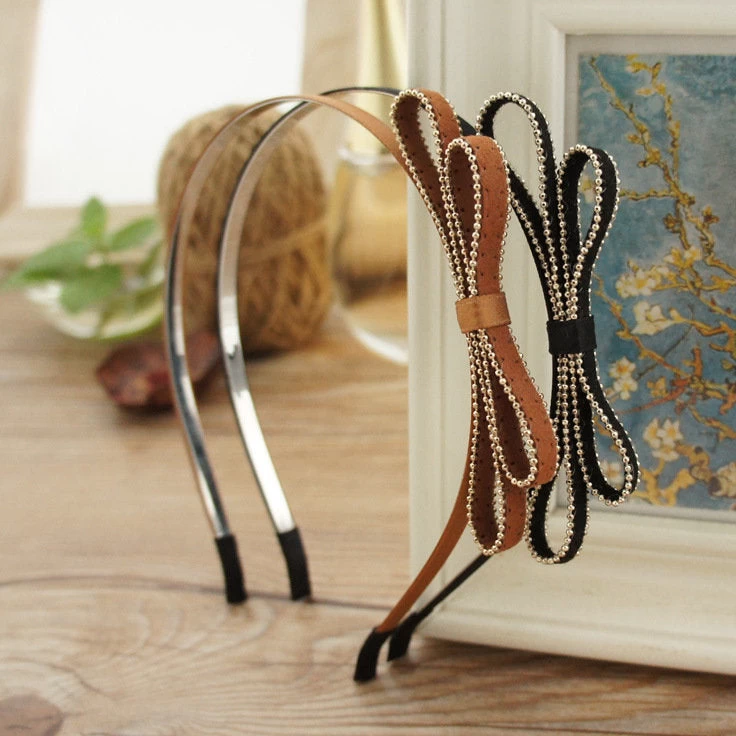 Suede Slim Headband With Bow - Image 2