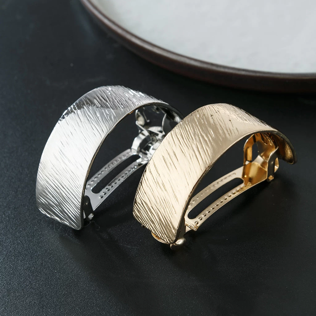 Slim Pony Tail Barrette In Brushed Metal - Image 2