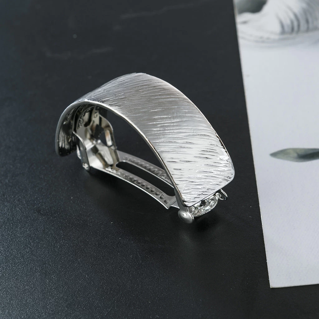 Slim Pony Tail Barrette In Brushed Metal - Image 4