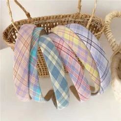 Cotton Headband In Multi-coloured Plaids