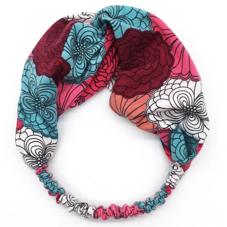 Printed Twist Front Cotton Elastic Headband - Image 14