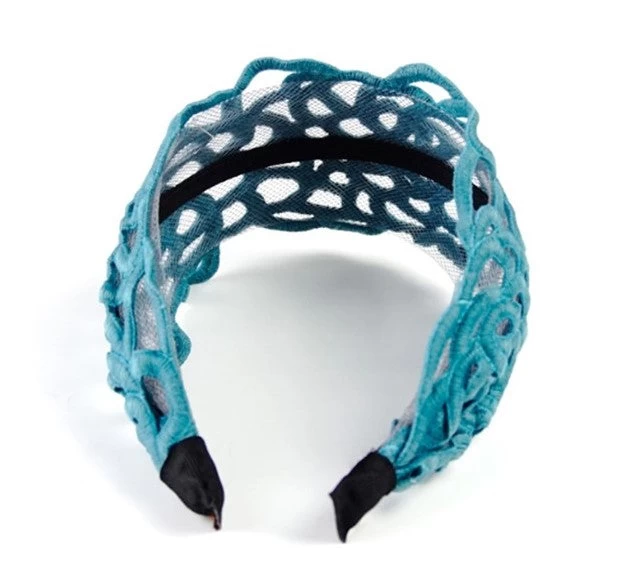 Large Black Floral Lace Headband - Image 6