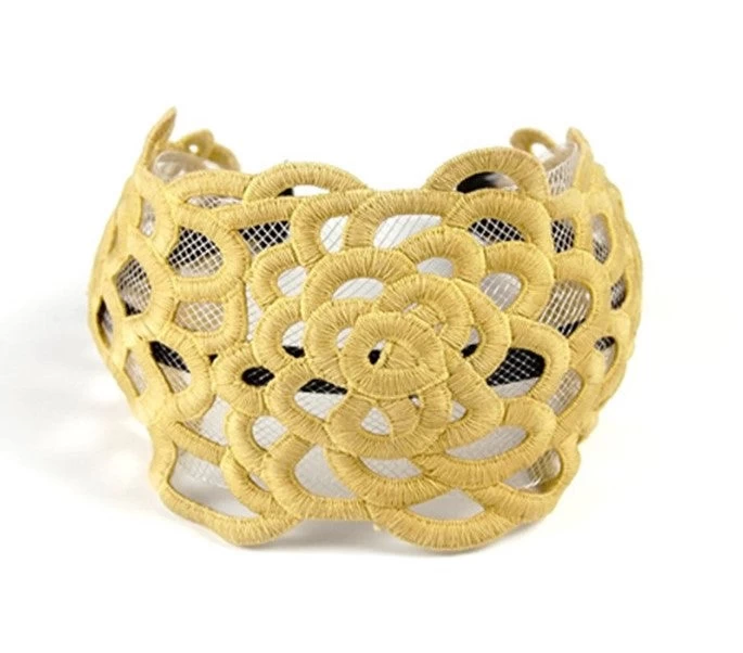 Large Black Floral Lace Headband - Image 4