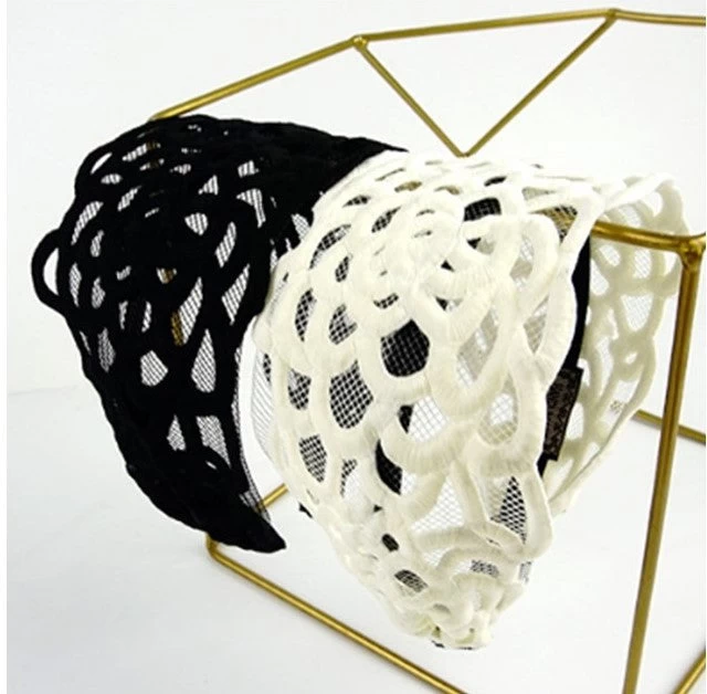 Large Black Floral Lace Headband - Image 5