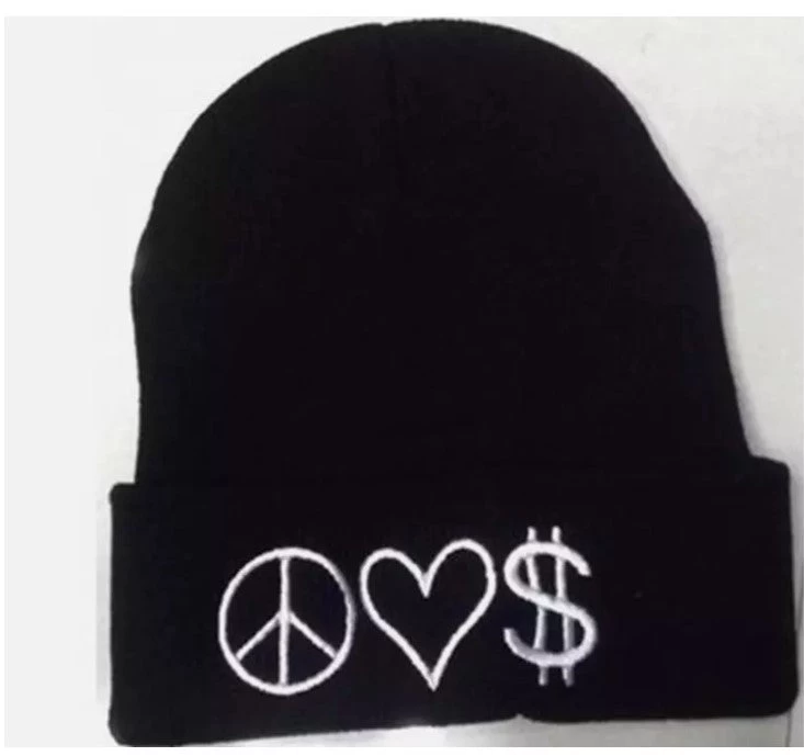 PEACE LOVE MONEY Knitted Beanie - Image 2