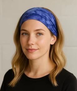 Blue Tie-dye Extra Wide Bandanna Headband